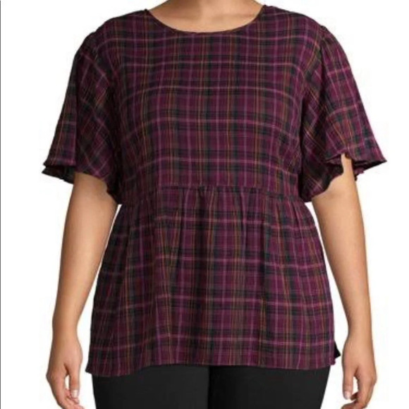 3. Terra & Sky Short Sleeve Pullover Relaxed Fit Top - Picture 1 of 7